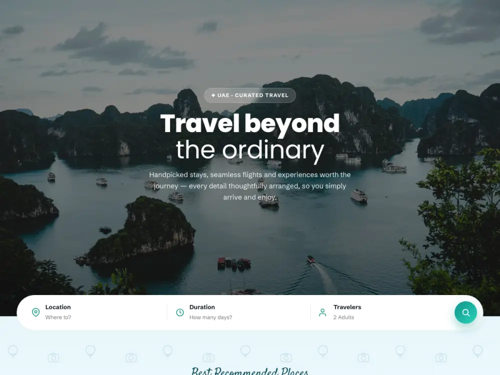UAE travel website template, homepage preview
