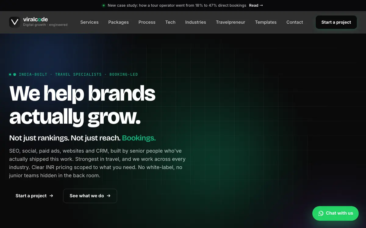 Viral Code homepage: Digital growth platform